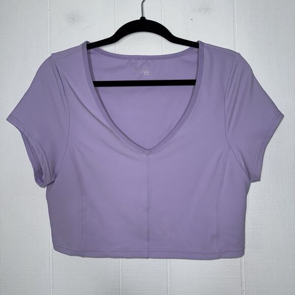 Offline Aerie Women’s Goals Athletic Crop Top Shelf Bra V Neck Purple Size XL - Picture 1 of 7